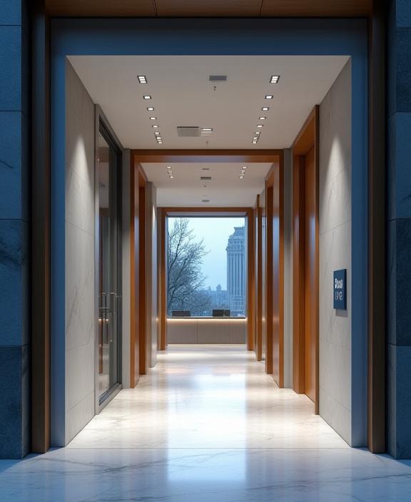 Ingresso luminoso degli uffici di Bussola HR a Milano con il logo visibile.